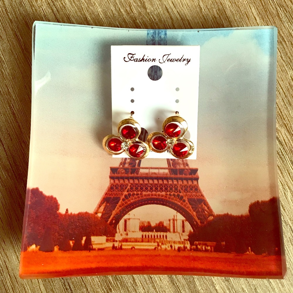 Cute Red Rhinestone Earrings